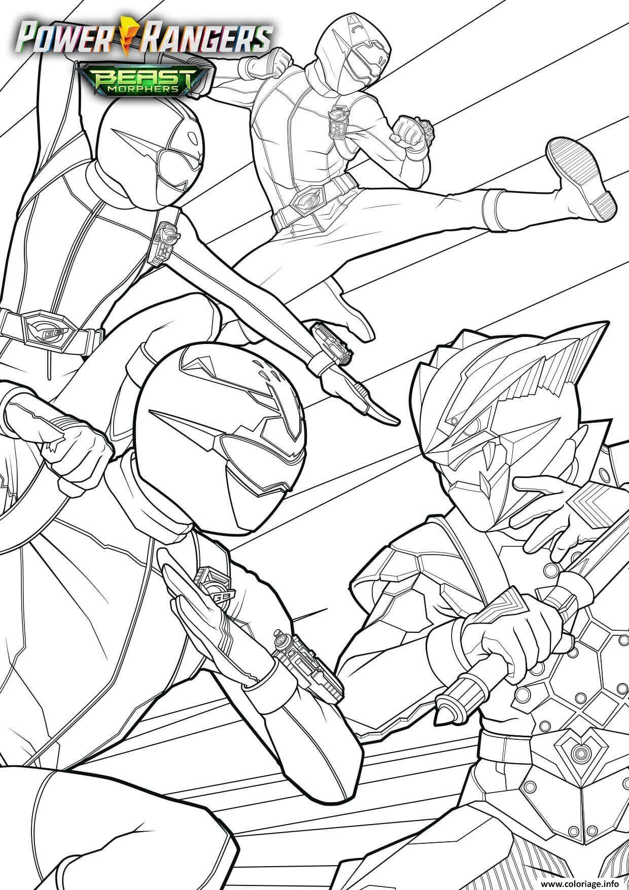 Dessin power rangers beast morphers beast morphers en mode attaque Coloriage Gratuit à Imprimer